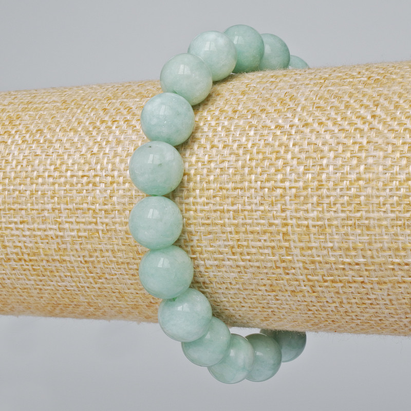 Amazonite Bracelet Natural Stone Smooth Bead, Diameter 10mm ±, Length 18cm ± (Stretch)