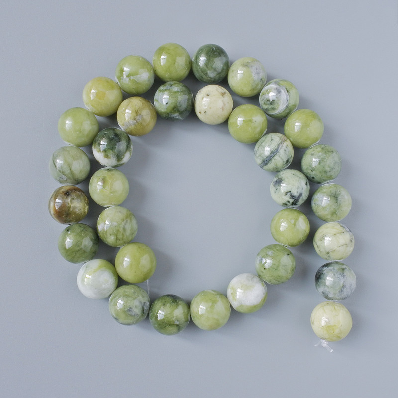 Green Opal Beads (Synthetic Acrylic) Smooth Round Beads, 12mm, +/- 39cm on Beading Thread