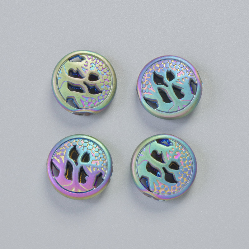 Hematite Beads Matte Chameleon Color, 12x4.5mm ± (4 pcs)