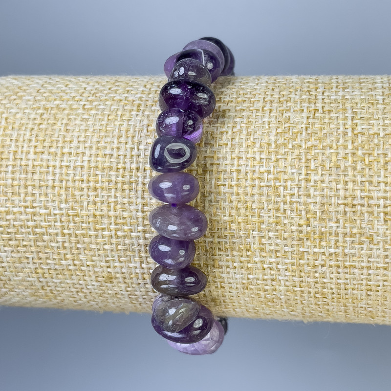 Amethyst faceted bracelet 9–12×6–8 mm, length 18 cm, elastic