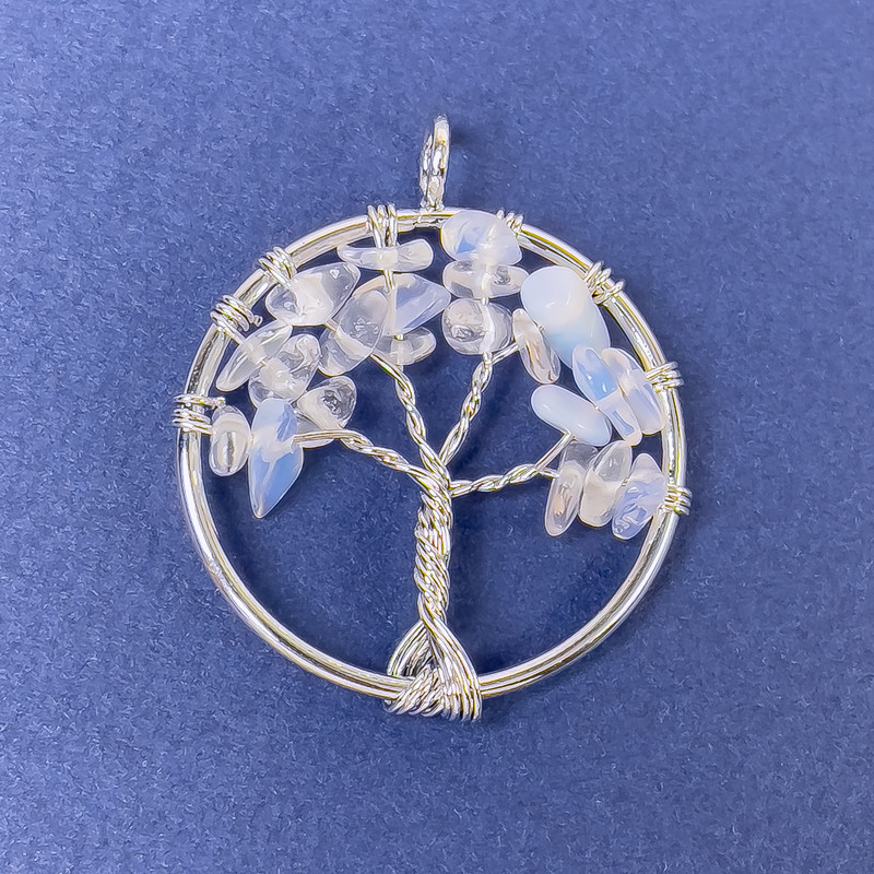 Pendant Tree of Life Opalite Synthetic Moonstone 31x36 mm+