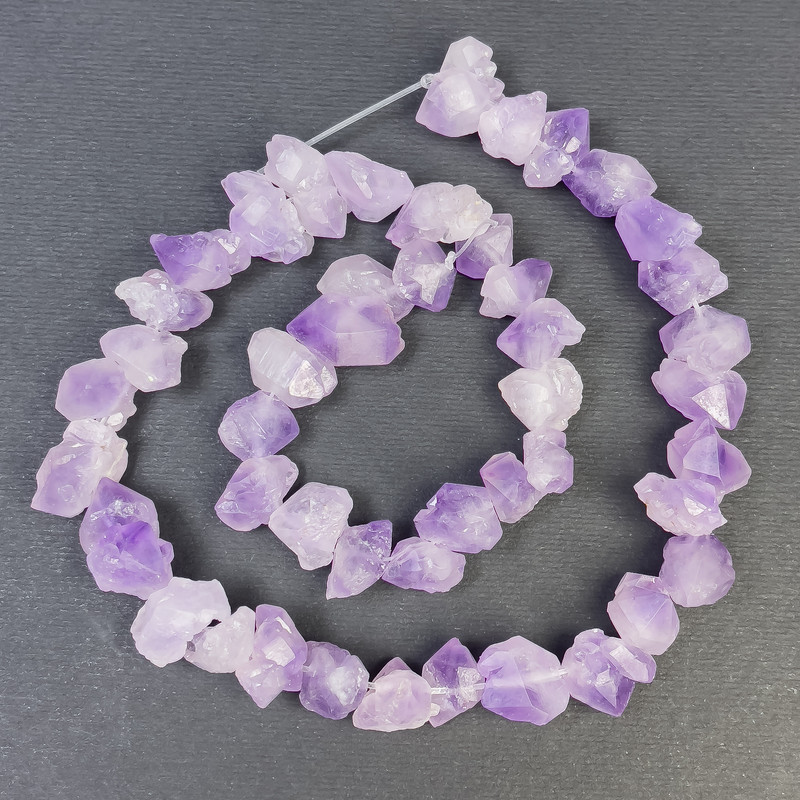 Amethyst Beads Natural Unprocessed Stone in the Form of Nuggets, diameter 12-18x7-10mm+-, length 37cm+
