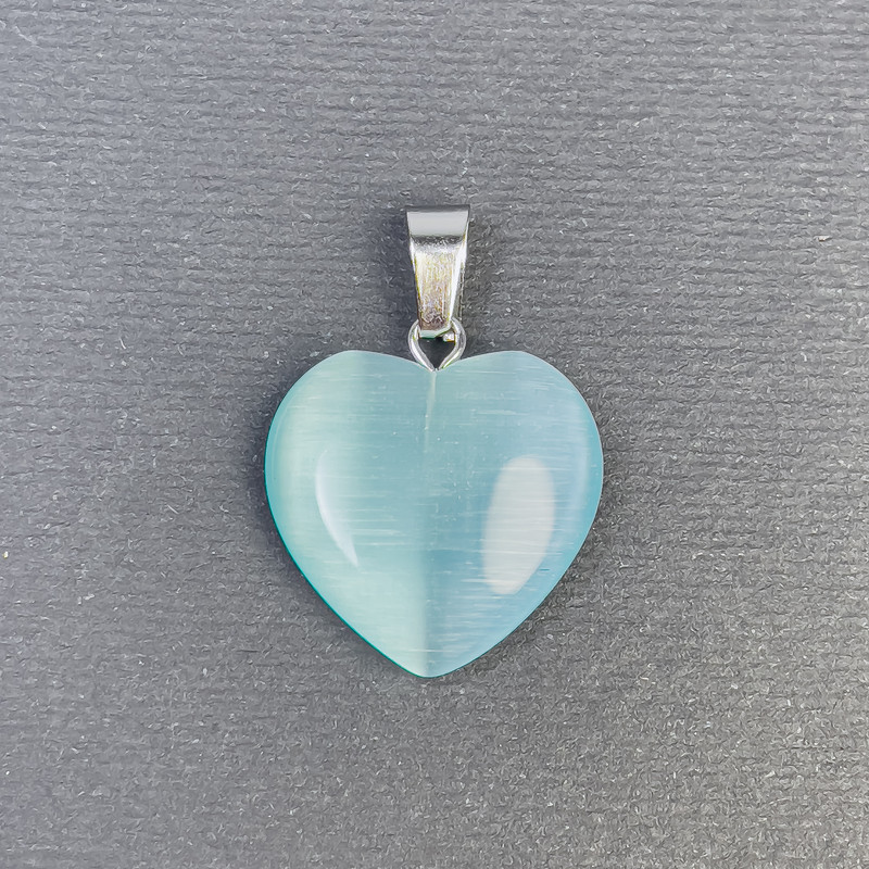 Pendant Heart Lapis Synthetic Cat's Eye Stone 20x20x5x28mm+