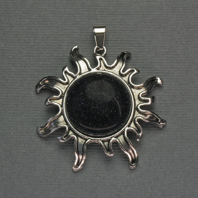 Sun Pendant with Aventurine Night of Cairo 42mm ±, length 48mm ±, silver-tone metal