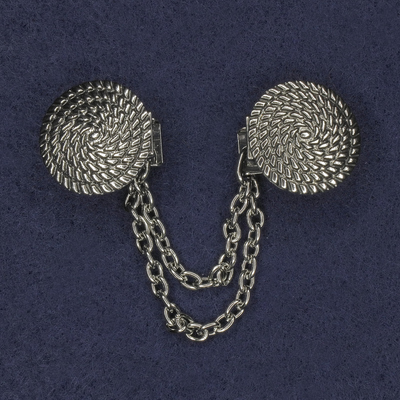 Silver cardigan clip brooch