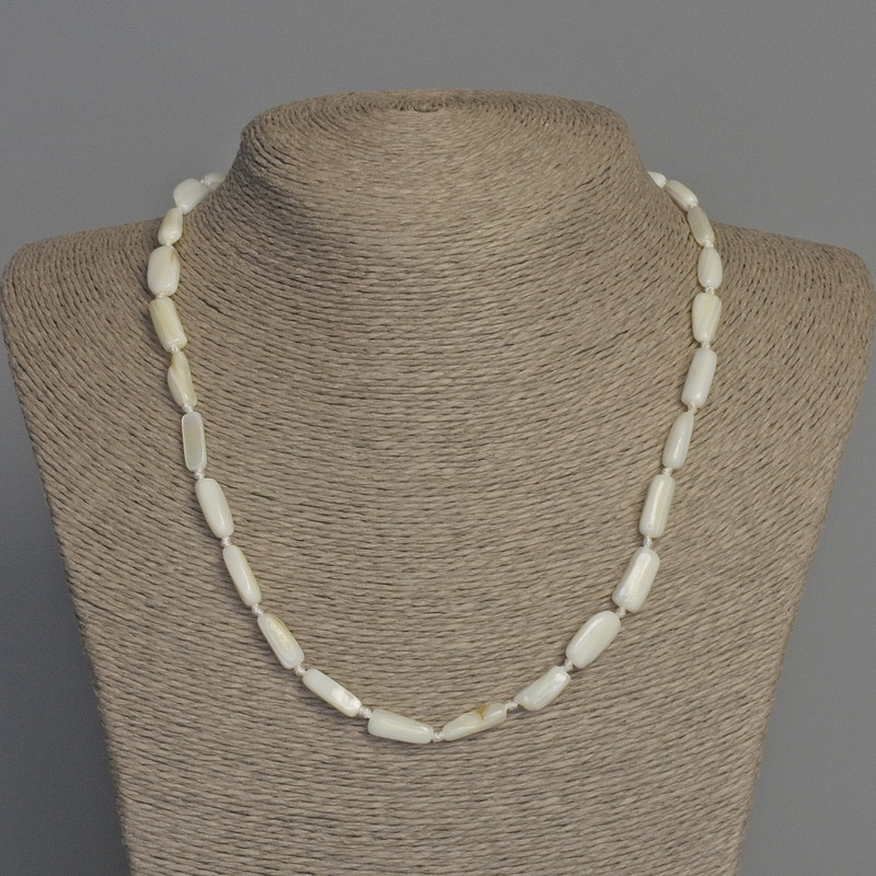 Necklace Mother-of-Pearl tumbled, diameter 14x6mm +/-, length 41 cm +/-