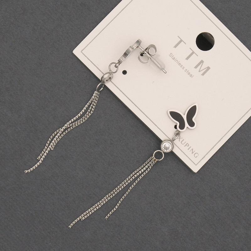 Xuping Earrings with Black Stones and White Crystals, 56mm+