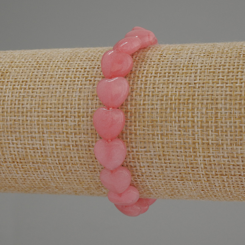 Stretch Tourmaline Heart Bracelet, 10mm Bead Diameter, 18 cm Length