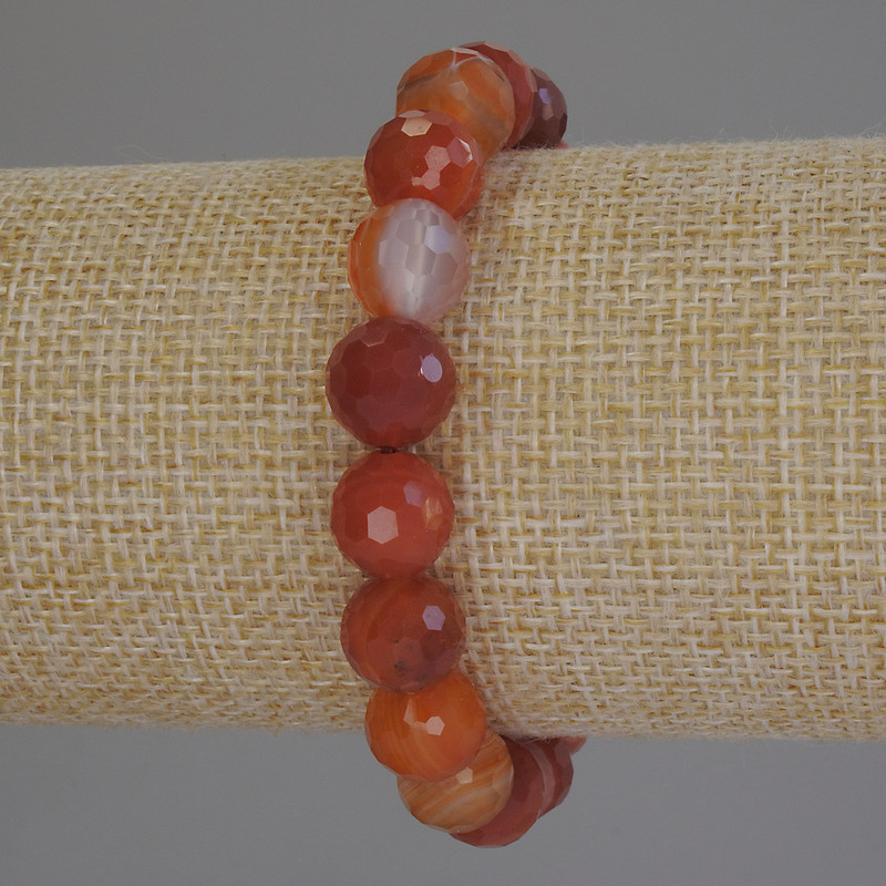 Stretch bracelet with faceted agate beads, 10 mm diameter, 18 cm length