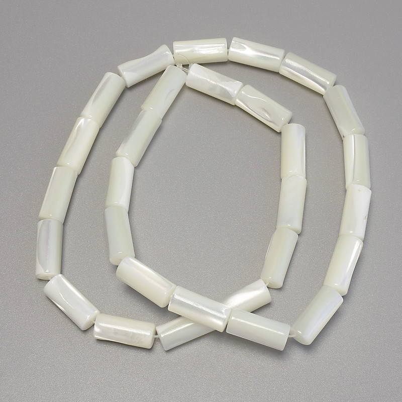 Mother-of-Pearl Cylindrical Beads, diameter 13×6 mm, length 39 cm on a thread