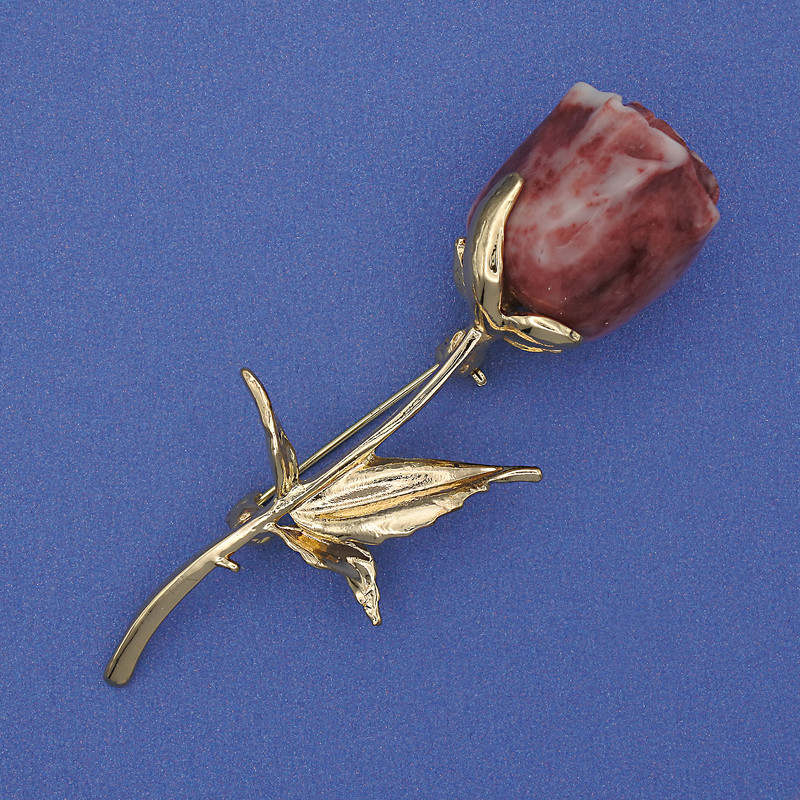 Rose Brooch in Acrylic and Gold-Tone Metal 68×25 mm+