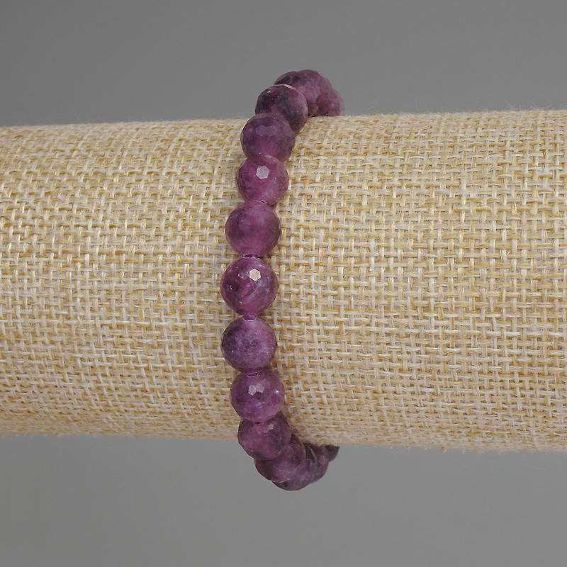 Tourmaline Bracelet with Faceted Beads, 8 mm Diameter, 18 cm Length, Stretch