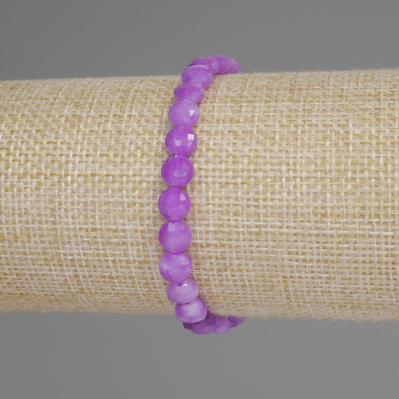 Lavender Amethyst Bracelet with Faceted Coins, 6 mm Diameter, 18 cm Length, Stretch