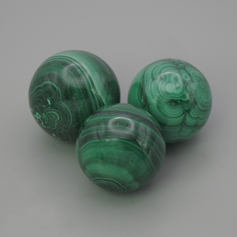 Malachite natural stone souvenir sphere, diameter 20 mm+