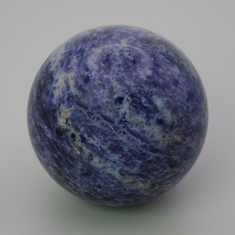 Souvenir Sphere Made of Natural Sodalite, Diameter 53 mm, Weight from 200 g (Price per 100 g)