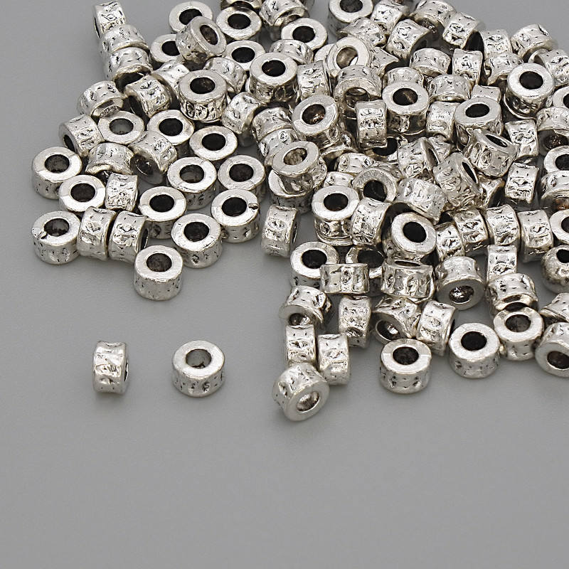 Bead insert fittings, silver color, 4x2.5 mm, hole diameter 2 mm, packaging 20 g (~128 pcs)