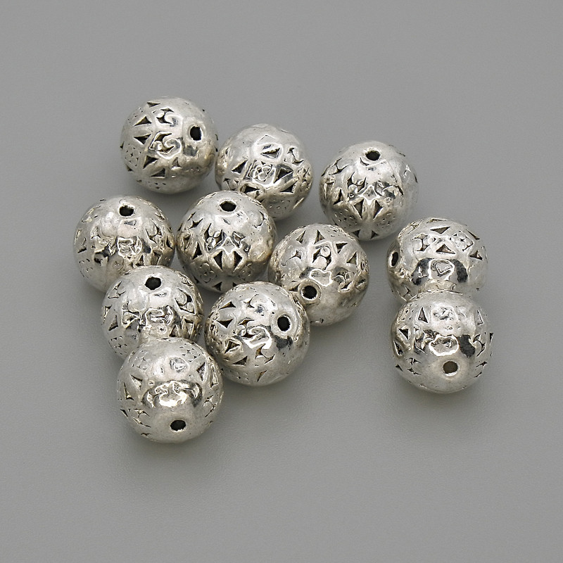 Bead insert fittings, silver metal color, 8 mm diameter, hole diameter 1.2 mm ±, packaging 20 g (~ 11 pcs)