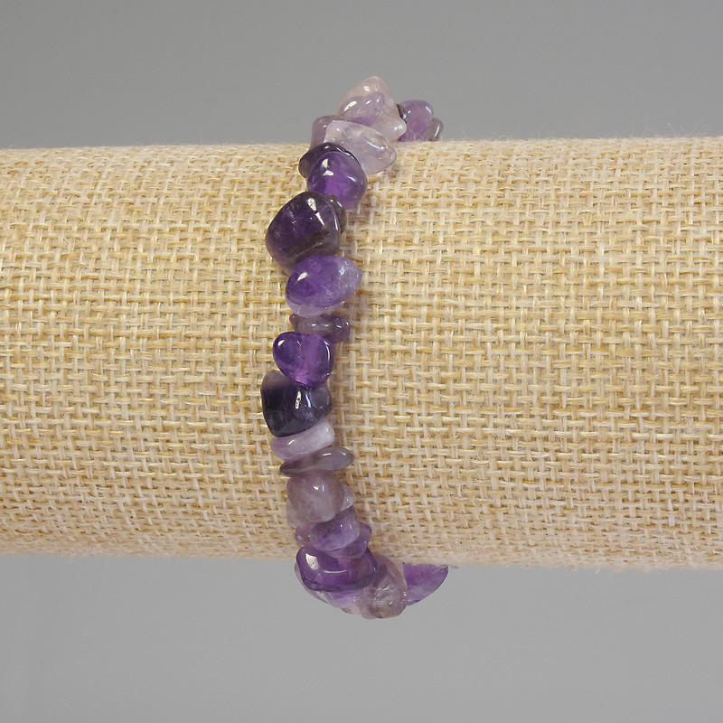 Amethyst Chip Bracelet, 6–12×2–4 mm chips, length 18 cm, stretch