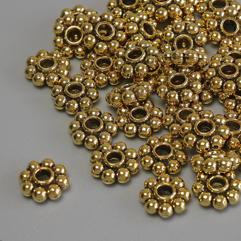 Gold-tone bead inserts and findings, diameter 8x3 mm, hole diameter 2.2 mm, packaging 20 g (~43 pcs)