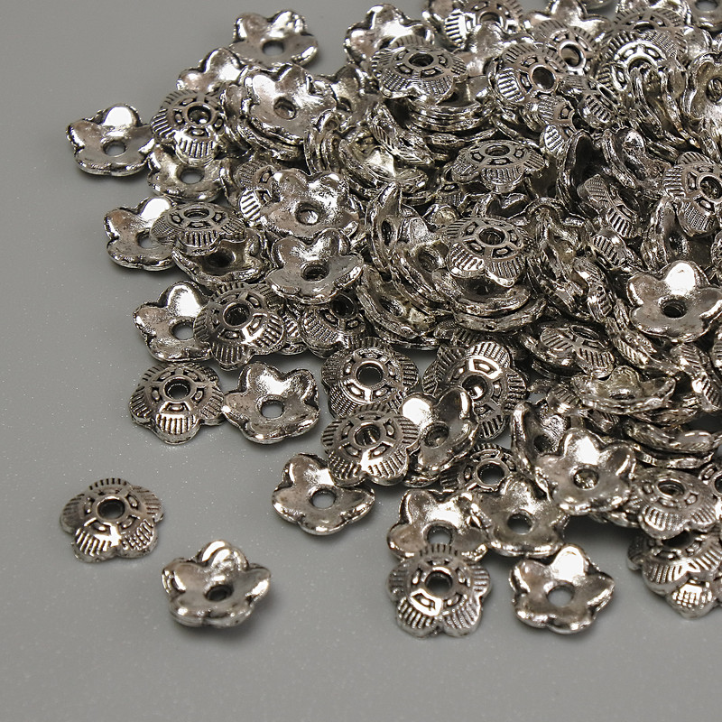 Bead Cap Findings for Bead, Silver Color, 6x1 mm diameter with approx. 1 mm hole, packaging 20 g (~148 pcs)