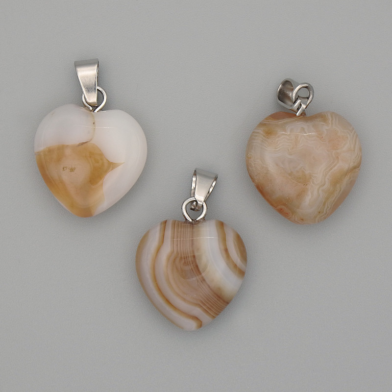 Heart Pendant with Agate 15x15x23mm+