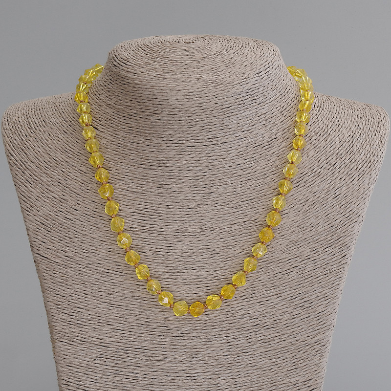 Citrine Necklace with Faceted Beads, 7×6 mm, 50 cm length with clasp