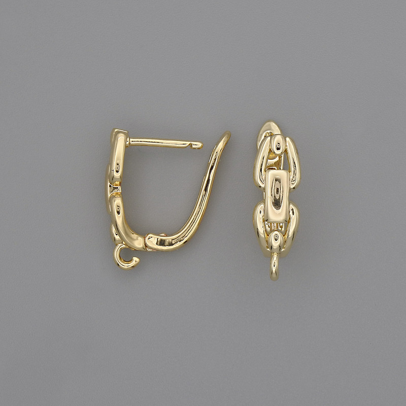 Ear hooks for earrings - golden-tone metal 17×5.5 mm - pair