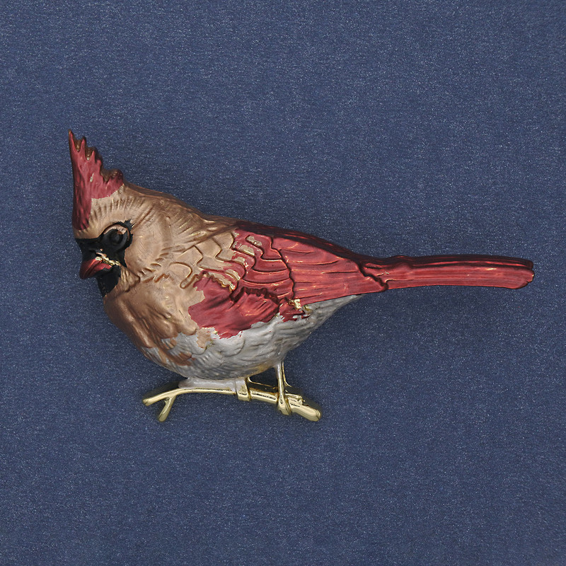 Bird Brooch with Colored Enamel and Golden Metal, 22×51 mm +