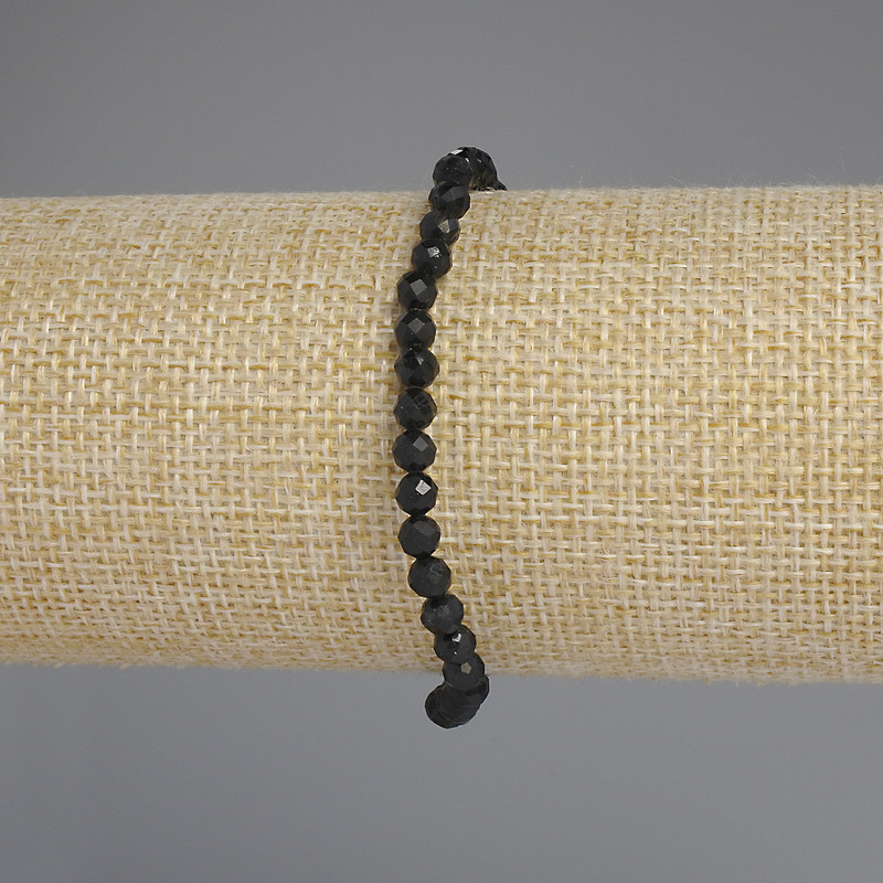 Shungite Bracelet with Faceted Beads, 4 mm Diameter, 18 cm Length