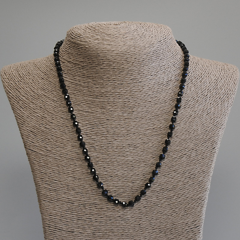 Black Tourmaline Necklace, Faceted Cube, 5x5 mm, 50 cm length, with clasp