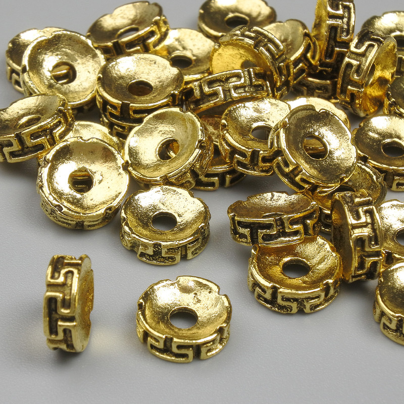 Gold-tone metal bead insert 8x2.5 mm, hole 2.2 mm, packaging 20 g (~34 pcs)