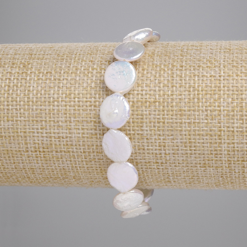 Baroque Pearl Bracelet with Petrol Tint, diameter 10.5-11×11 mm, length 18 cm ± (stretch)
