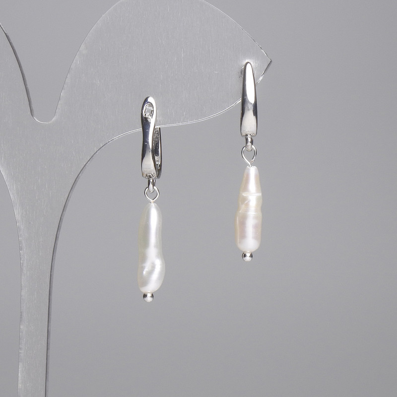 Baroque Pearl Earrings 15x5 mm, length 30 mm (assorted sizes)