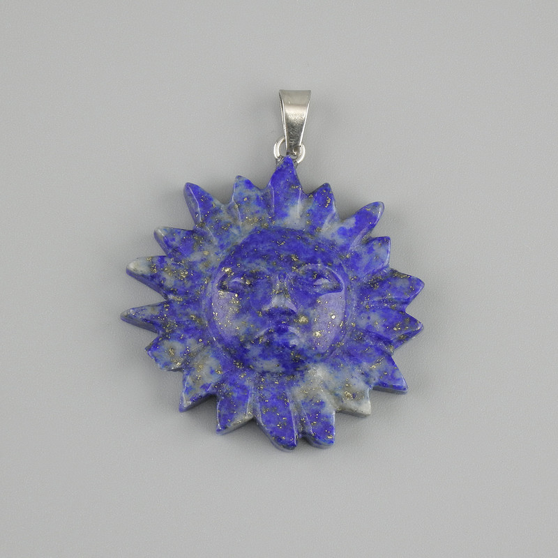 Pendant 'Sun' Lapis Lazuli 28mm±, length 35mm±