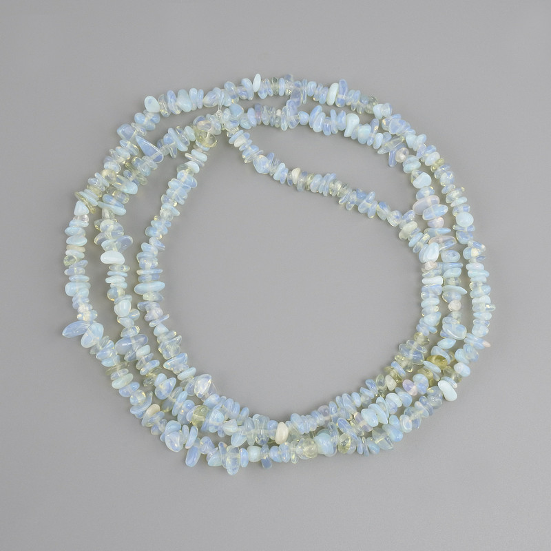 Beads Opalite gemstone chips, diameter 4-12x1, 5-4mm ±, length 80cm ±