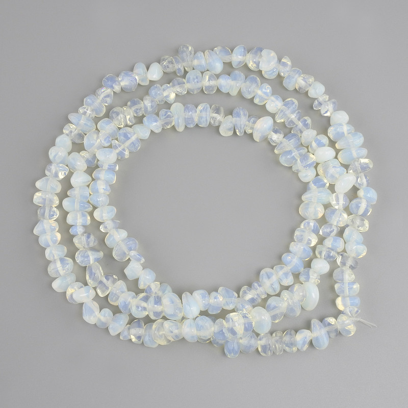 Beads Moonstone Opalite tumbled, diameter 7-10x3-6 mm +/-, length 78 cm +/-