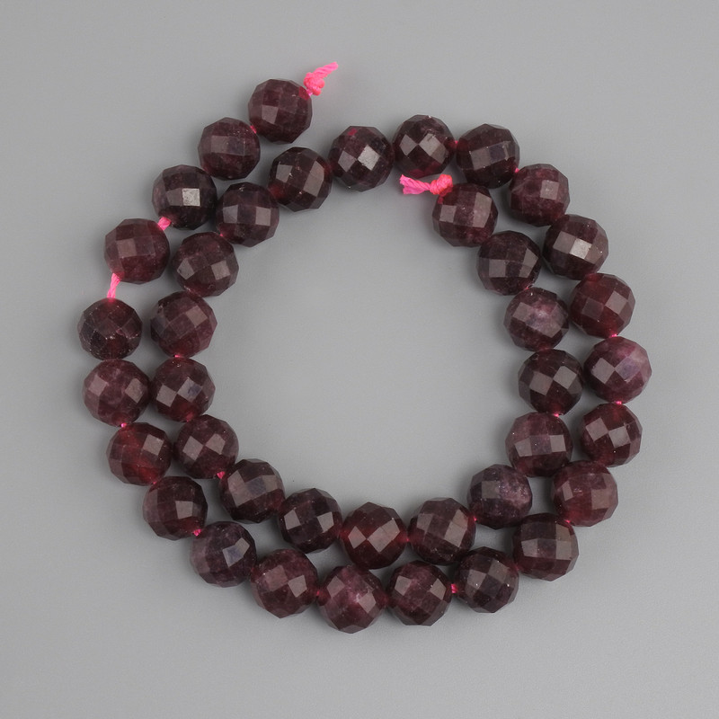 Tourmaline Rubellite Beads Faceted Round, diameter 10mm+-, length 37cm+