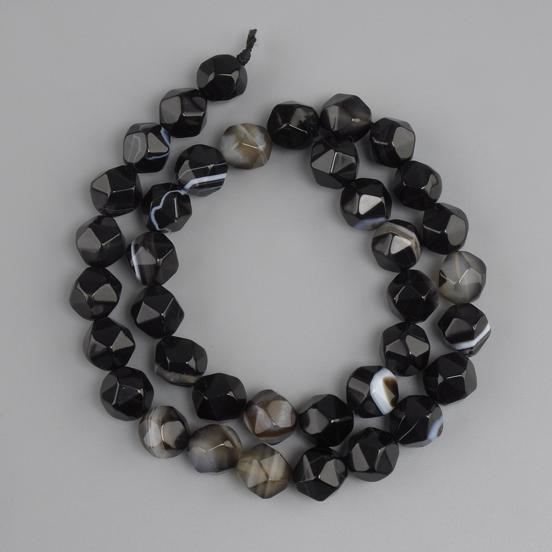 Agate Faceted Beads, diameter 10 mm+, length 37 cm+