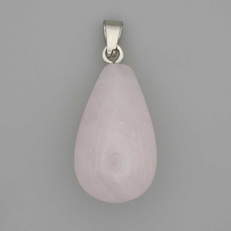 Pendant Rose Quartz drop 22x13mm+-, length 32mm+-