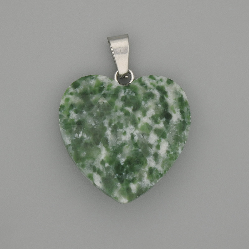 Moss Agate Faceted Heart Pendant 20x20 mm+