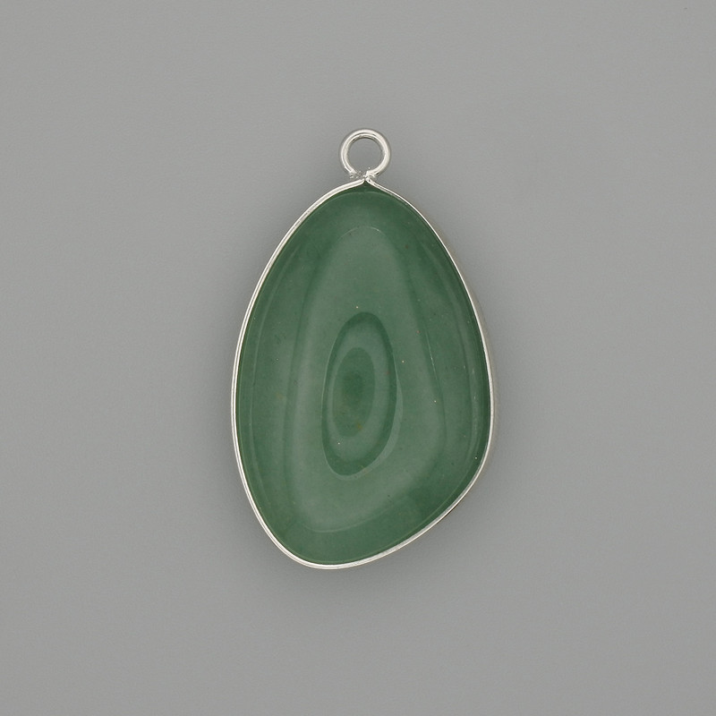 Jade pendant in a silver-tone metal setting 30x22 mm+