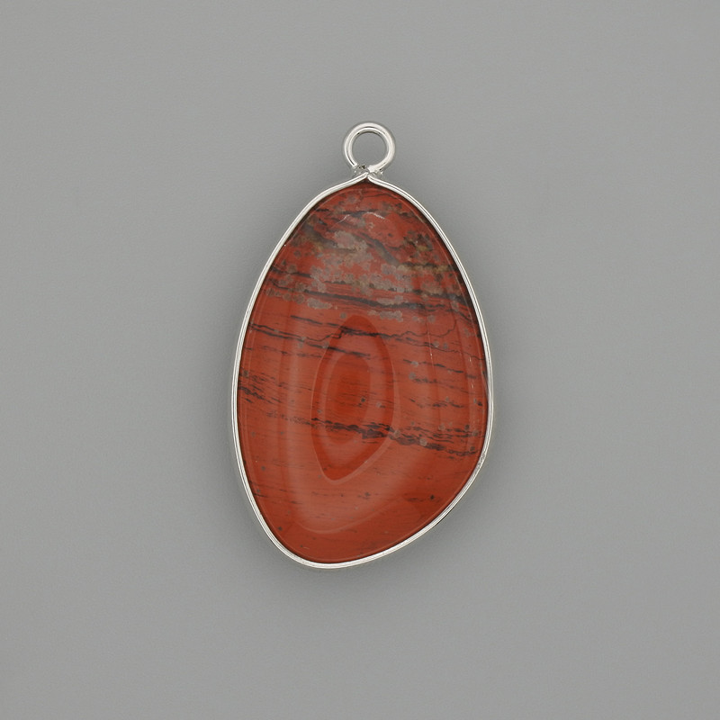Pendant Red Jasper in a metal setting of silver color 30x22mm+