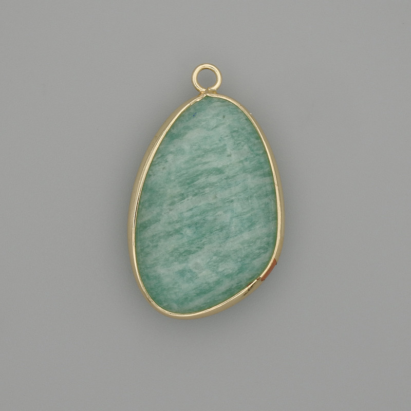 Pendant Amazonite in a gold-colored metal setting 32x22 mm+