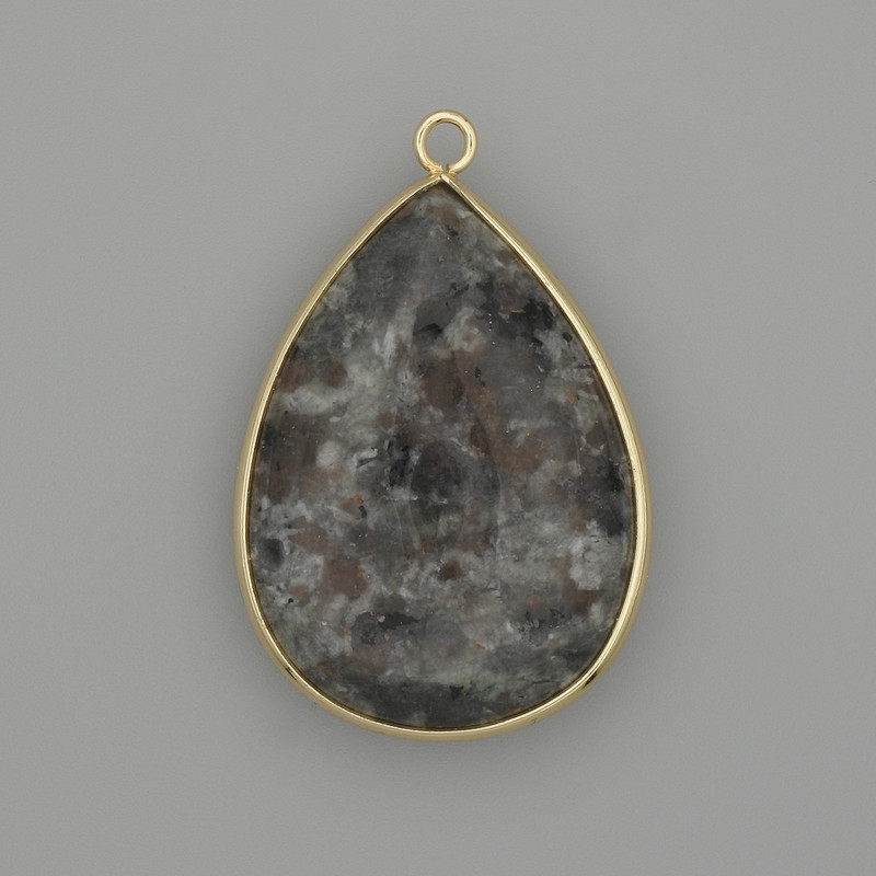 Pendant joperlite in a gold-colored metal setting 36x26mm+