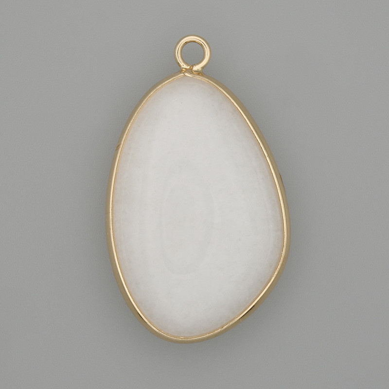 White quartz pendant in a gold-colored metal setting 32x22mm+