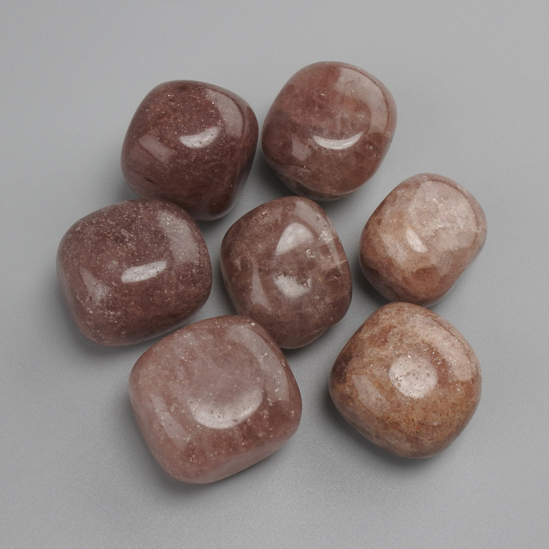 Natural stone Strawberry quartz, diameter 22-25x1-23 mm +- (100 g packing) processed nuggets without a hole