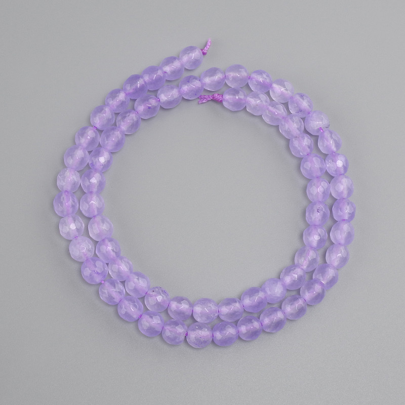 Amethyst beads, faceted round bead, diameter 6 mm±, length 37 cm± on a string