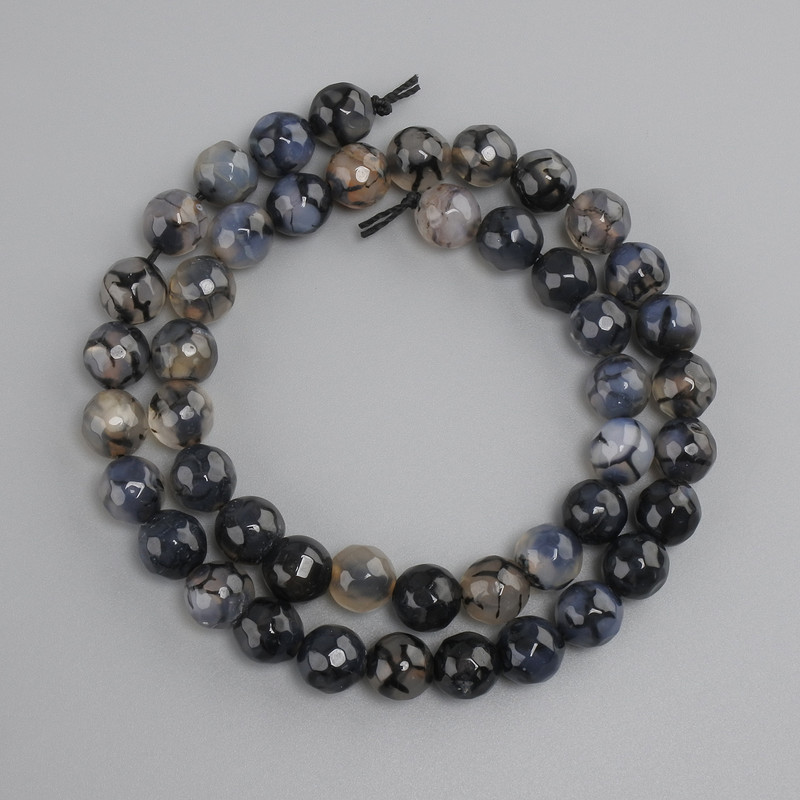 Agate beads "Dragon Veins" faceted round bead, diameter 8mm ±, length 36cm ± on a thread