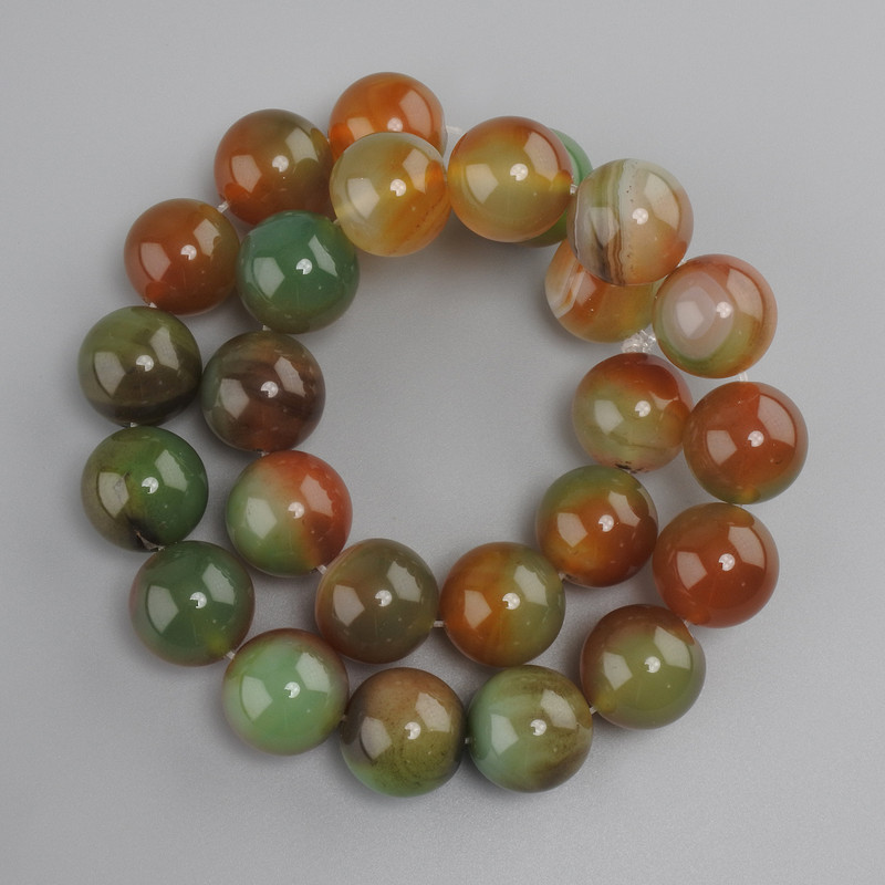 Agate beads Brazilian Agate smooth round bead, diameter 16mm +- , length 38cm +- on a string