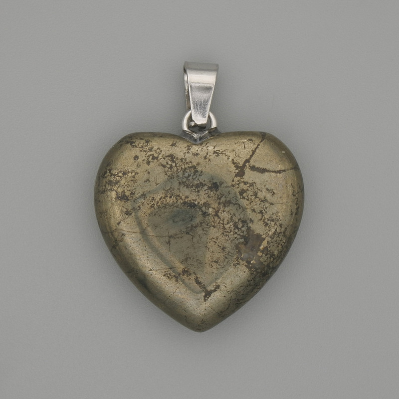 Pyrite pendant Heart, diameter 20×20 mm ±, length 25 mm ±